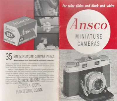 CÁMARAS EN MINIATURA ANSCO PARA DIAPOSITIVAS A COLOR Y FOLLETO VINTAGE EN BLANCO Y NEGRO Foto 1 de 2
