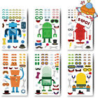 24Pcs Robot Theme DIY Make-A-Face Stickers Laptop Luggage Decals Kids Toys Gifts