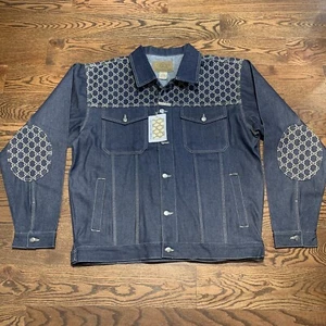 NWT VINTAGE GENUINE COLLECTION Y2K DENIM JACKET Blue And Brown MENS SIZE 2XL - Picture 1 of 14
