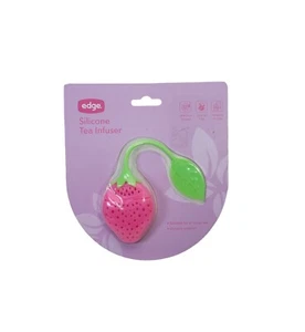 EDGE Strawberry Shape Tea infuser- BPA Free Silicone Fuchsia & Green - New  - Picture 1 of 4