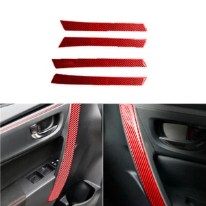 4X Red Carbon Fiber Inner Armrest Strip Cover Trim For Toyota Corolla 2014-2018 - Picture 1 of 17
