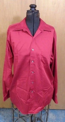 Men's ARROW Red Pinstripe Satin Twill Wrinkle Free Dress Shirt Size 16 - 34/35 - Image 1 of 4