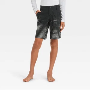 Art Class Size 6 Black Gray Hybrid Striped Swim Trunks Board Shorts Bottoms - Picture 1 of 10