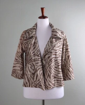 Chaqueta Suéter Top CHICO'S NUEVA CON ETIQUETAS $139 Zebra Encaje Zee Talla 1 EE. UU. 8/10/Mediana Foto 1 de 4