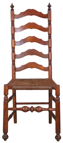 Antique Early 20th Century Shaker Oak Ladderback Side Accent Chair Rush Seat Cover