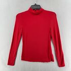H&M Shirt Womens S Red Turtleneck Long Sleeve Stretch Fitted Baselayer Casual
