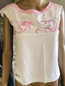 ADIDAS WOMEN’S TOP UK SIZE 14 PINK WHITE SLEEVELESS - Picture 1 of 16