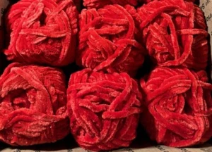 6 Skeins Premier Just Chenille Chunky Yarn Crismon Red Crochet Craft Knitting - Picture 1 of 5