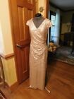 RALPH LAUREN MOTHER /BRIDE-GROOM FITTED DUSTY PINK SEQUINED FORMAL GOWN S8