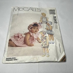 McCall’s 8242 Infants’ Rompers Dress Bonnet &Panties Size S-M-L-XL Uncut FF - Picture 1 of 3
