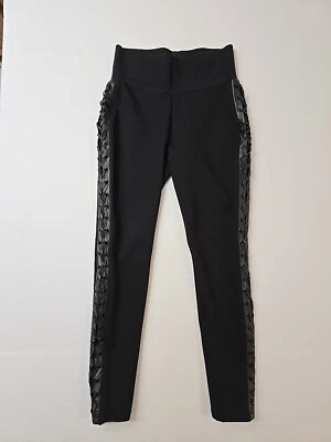 Peter Nygard High Rize Stretch Pull-On Faux Leather Lace Up Leggings Size S.     - Image 1 of 4