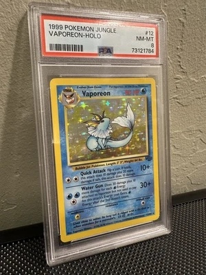 1999 Pokémon Jungle Vaporeon #12 English Holo Rare 12/64 - PSA 8 NM-MT - Image 1 of 3