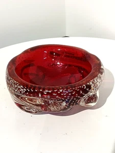 Red Murano Bullicante Art Glass Bowl, Archimede Seguso - Picture 1 of 6