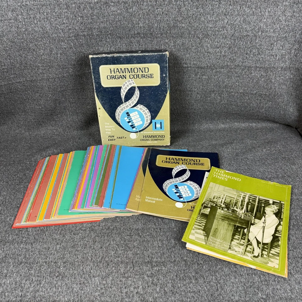 Vintage 1960s Hammond Organ Course Lesson Books Lot With Box Manuals Set - Image 1 of 4