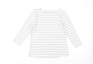 Joules Women's Grey Striped Boat Neck T-Shirt, Size 10 - Picture 1 of 12
