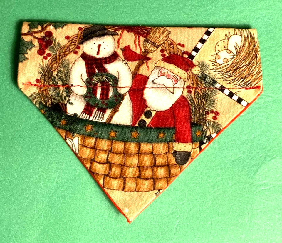Over Collar Slide On Pet Dog Cat Bandana Scarf CHRISTMAS SANTA CLAUS  XSMALL - Image 1 of 1
