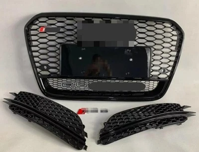 Parachoques delantero para A6 C7 S6 RS6 2013-2015 rejilla de malla negra + parrilla antiniebla 2014 Foto 1 de 3