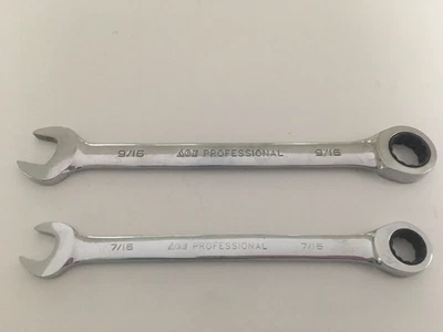Set 2 Gear Wrenches Ace Professional Ratcheting Combo Wrenches 7/16" & 9/16" - Image 1 of 4