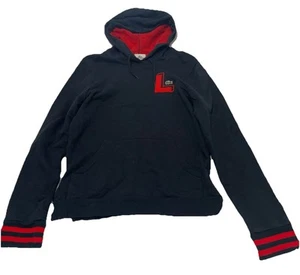 Lacoste Hoodie Mens Small Size 6 Navy Big Red L Logo Croc imperfection read dis - Picture 1 of 7