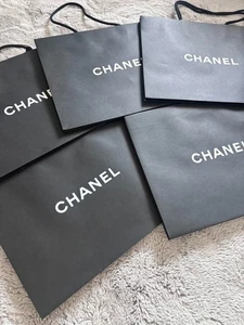 Set of 5-CHANEL Authentic Matte Black Shopping Paper Gift Bags 13" X 17" x6" - Picture 1 of 5