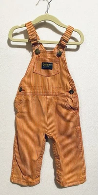 Mono con tirantes OshKosh B'gosh niños 24M rojo blanco tren a rayas vintage años 90 clásico Foto 1 de 4