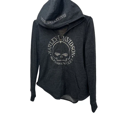 Harley-Davidson Sudadera con Capucha Mujer Pequeña Negra Calavera Cremallera Completa Vellón Willie G Calavera Foto 1 de 4