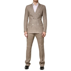 DOLCE & GABBANA Suit Beige Linen Double Breasted 2 Piece Men EU46/US36/S 3680usd - Picture 1 of 11