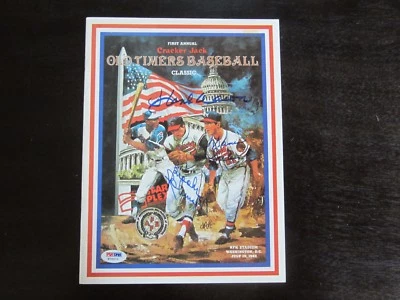 1982 Cracker Jack Program Autograph psa/dna Hank Arron Brooks Robinson Spahn - Image 1 of 4