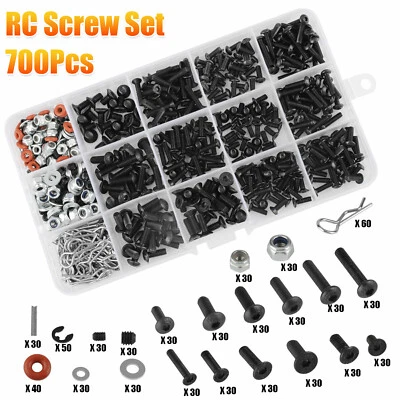 700Pcs Metal Universal RC Screw Assortment Set for Axial SCX10 1/8 1/10 RC Car - Image 1 of 4