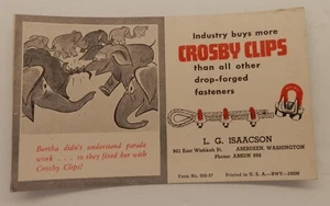 Vintage Crosby Clips Verschluss Tinte Blotter Werbung mit Zirkus Elefant Bild L.G. Isaacson - Bild 1 von 1