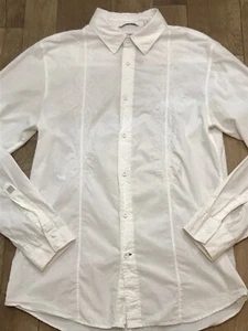 "Camisa Guess blanca de algodón manga larga bordada con botones mediana 36"" A6" - Imagen 1 de 11