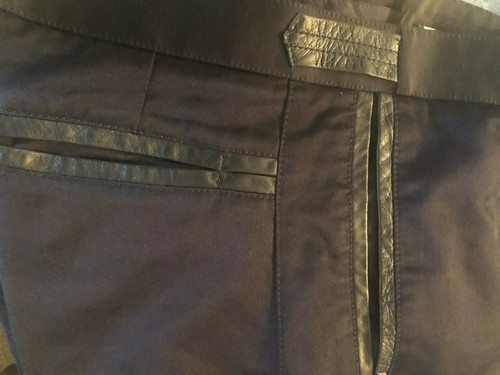 GIANNI VERSACE BLU ABITO PANTALONE COTONE CON RIFINITURE IN PELLE TAGLIA M