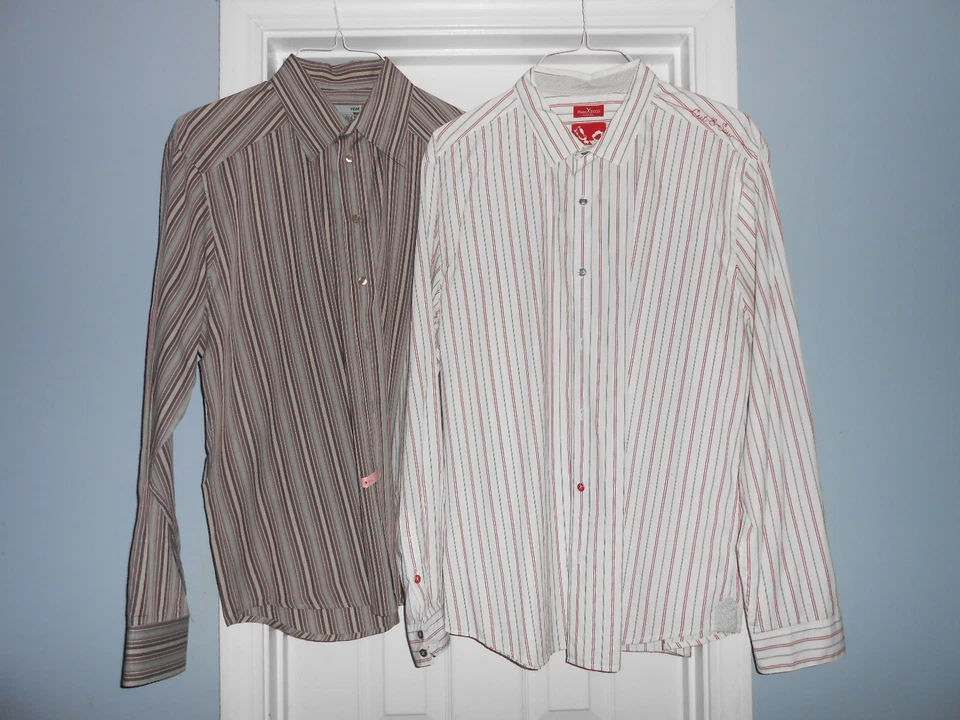 Lote de 2 camisas informales de vestir para hombre talla XL H&M Marc Ecko a rayas evento de trabajo Foto 1 de 4
