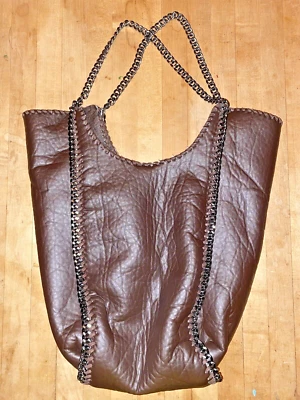 Moda Luxe Sherpa Forrado Cuero Marrón Doble Cadena Correa Grande Bolso de Hombro Cartera Foto 1 de 4