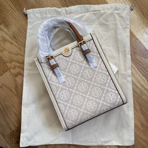 Tory Burch Ivory T Monogram Jacquard Mini Crossbody Tote - Picture 1 of 7