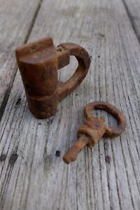 Antique Padlock Key, Rust, Unique, Rare, Collector, Medieval, Art 25-22