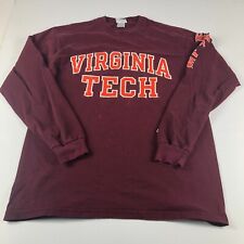 Y2K Champion Virginia Tech Hokies Shirt Adult Large Red Thrashed Long Sleeve Tee