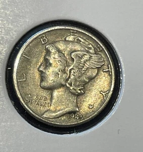 USA 10 cents 1945 Mercury Dime KM#140 Philadelphia .900Ag Silver aVF B1457 - Picture 1 of 8