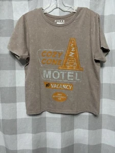 Disney Pixar Cars Cozy Cone Motel Shirt Brown Large 100% Cotton NWT - Picture 1 of 3