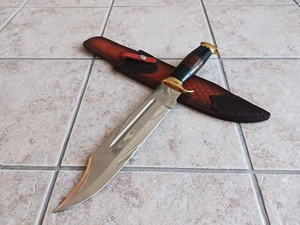 Massive Crocodile Dundee Bowie Knife 18" OA + Leather Sheath, Classic! - Picture 1 of 7