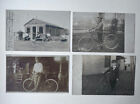 Lot of 4 Vintage RPPC Boys and men with Bicycles