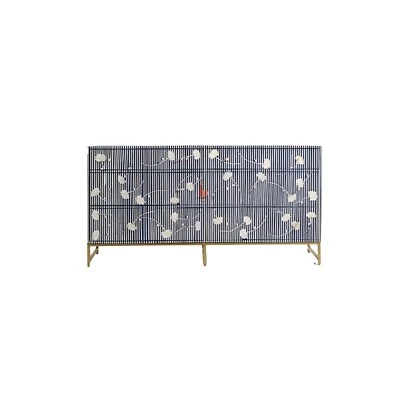 Antique Bone Inlay Chest of 6 Drawers | Vintage Storage Organizer for Home Decor - Image 1 of 4