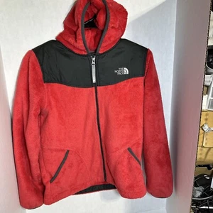 The North Face Youth Girl’s Fleece Jacket Red Black 14-16 Hooded - Picture 1 of 8