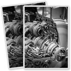 2 x Vinyl Stickers 7x10cm - BW - Engine Engineering Gears Cogs Parts  #37051