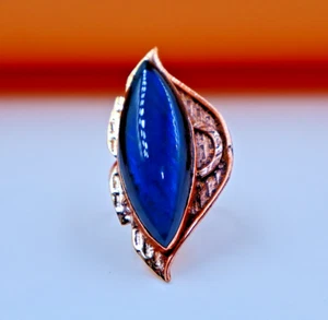 Anillo de curación de labradorita azul diseñador cobre hecho a mano anillo de marquesa espiritual - Imagen 1 de 9
