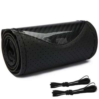 Hand Sewing Steering Wheel Cover 38cm Protector Leather Non-slip Car Accessories - Image 1 of 4