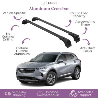 Se adapta a Buick Envision 2021-2026 con rieles empotrados 2 piezas barras transversales para portaequipajes de techo 165 libras Foto 1 de 4