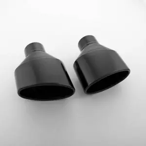 Stainless Steel 2.5" Inlet Exhaust Tips Oval 6"x3.75" Out Slant Cut Rolled Black - Picture 1 of 7