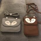 2 Cute Kitty Mini Cross-body Shoulder Bags Gray/Brown Children's New  