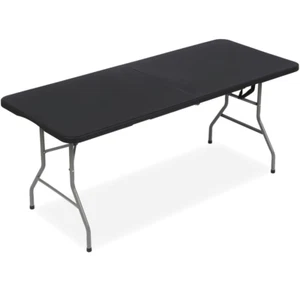 6 FOOT FOLDING TABLE Indoor/Outdoor Plastic Portable Black - Picture 1 of 6